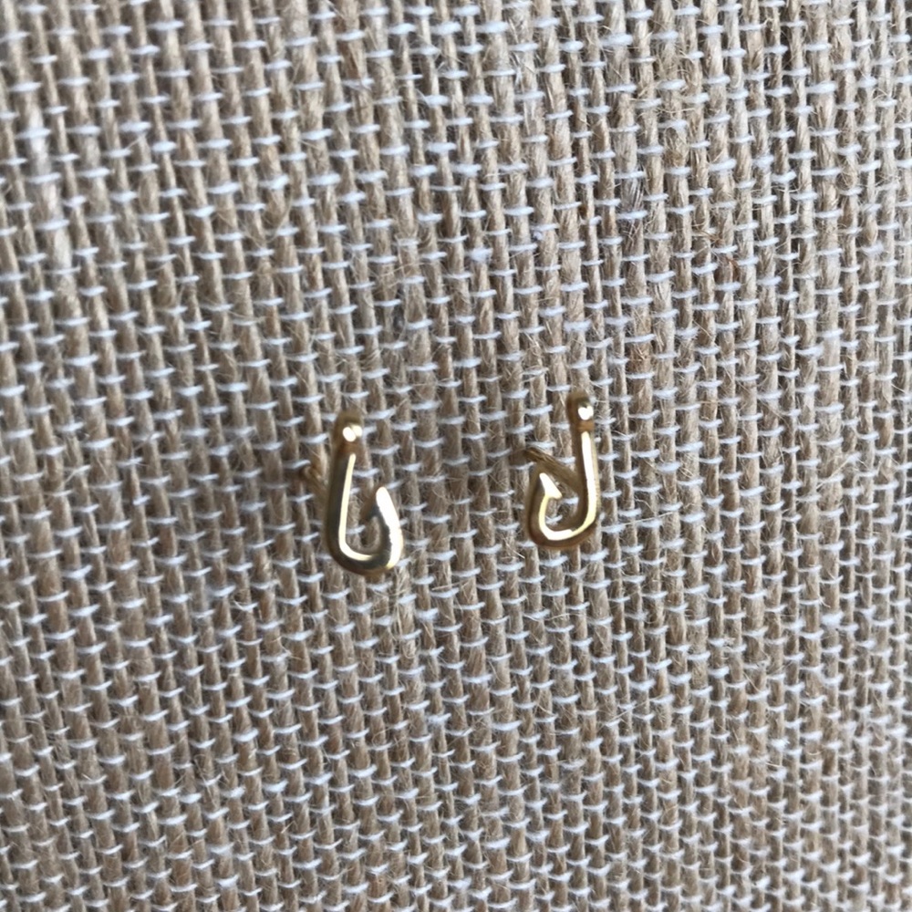 Fish hook earrings, sterling silver gold plate